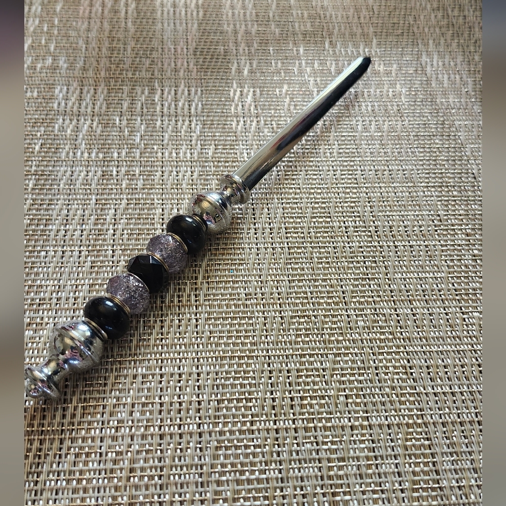 Hand Crafted Silver and Black Beaded Letter Opener
